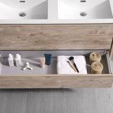 Fresca FCB9248RNW-D-I Catania 48" Rustic Natural Wood Wall Modern Bathroom Cabinet with Integrated Double Sink
