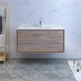 Fresca FCB9248RNW-I Catania 48" Rustic Natural Wood Wall Hung Modern Bathroom Cabinet with Integrated Sink