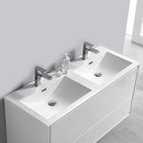 Fresca FCB9248WH-D-I Catania 48" Glossy White Wall Hung Modern Bathroom Cabinet with Integrated Double Sink
