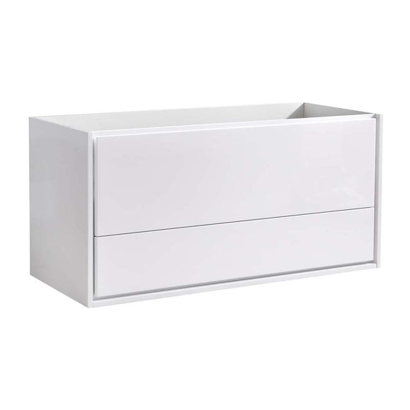 Fresca FCB9248WH-D Catania 48" Glossy White Wall Hung Double Sink Modern Bathroom Cabinet