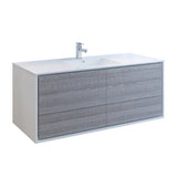 Fresca FCB9260HA-S-I Catania 60" Glossy Ash Gray Wall Hung Modern Bathroom Cabinet with Integrated Single Sink