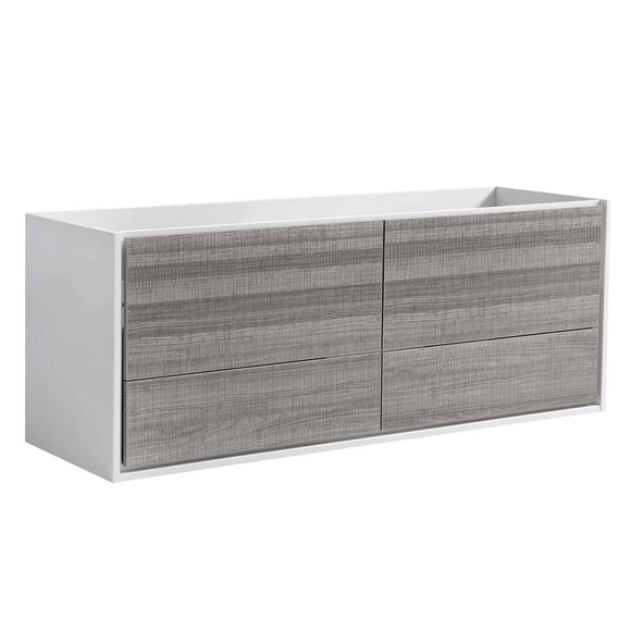 Fresca FCB9260HA-S Catania 60" Glossy Ash Gray Wall Hung Single Sink Modern Bathroom Cabinet