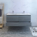 Fresca FCB9260OG-D-I Catania 60" Ocean Gray Wall Hung Modern Bathroom Cabinet with Integrated Double Sink
