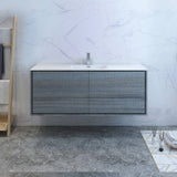 Fresca FCB9260OG-S-I Catania 60" Ocean Gray Wall Hung Modern Bathroom Cabinet with Integrated Single Sink