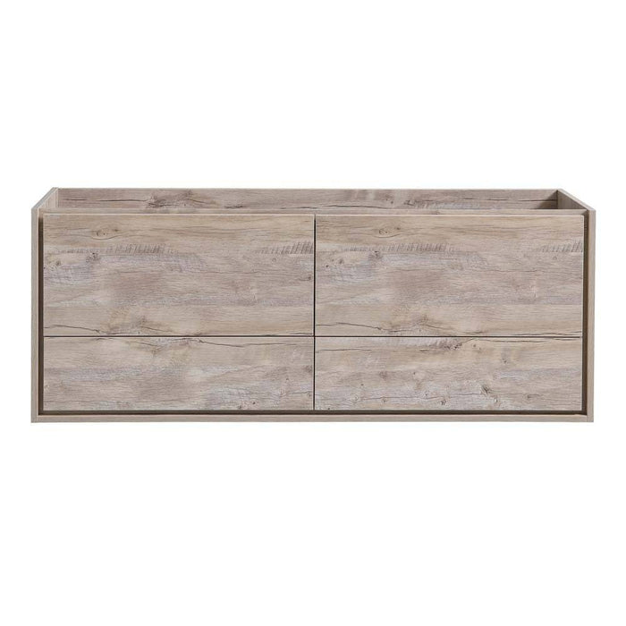 Fresca FCB9260RNW-D Catania 60" Rustic Natural Wood Wall Hung Double Sink Modern Bathroom Cabinet