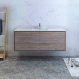Fresca FCB9260RNW-S-I Catania 60" Rustic Natural Wood Wall Hung Modern Bathroom Cabinet with Integrated Single Sink
