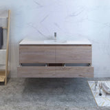 Fresca FCB9260RNW-S-I Catania 60" Rustic Natural Wood Wall Hung Modern Bathroom Cabinet with Integrated Single Sink