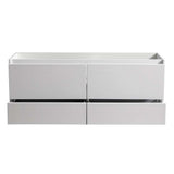 Fresca FCB9260WH-D Catania 60" Glossy White Wall Hung Double Sink Modern Bathroom Cabinet