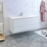 Fresca FCB9260WH-S-I Catania 60" Glossy White Wall Hung Modern Bathroom Cabinet with Integrated Single Sink