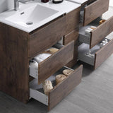 Fresca FCB93-241224RW-D-I Lazzaro 60" Rosewood Free Standing Double Sink Modern Bathroom Cabinet with Integrated Sinks