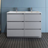 Fresca FCB93-2424GR-D-I Lazzaro 48" Gray Free Standing Modern Bathroom Cabinet with Integrated Double Sink