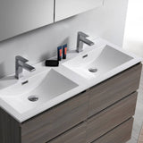 Fresca FCB93-2424MGO-D-I Lazzaro 48" Gray Wood Free Standing Modern Bathroom Cabinet with Integrated Double Sink