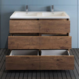 Fresca FCB93-2424RW-D-I Lazzaro 48" Rosewood Free Standing Modern Bathroom Cabinet with Integrated Double Sink