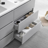 Fresca FCB93-3030GR-D-I Lazzaro 60" Gray Free Standing Modern Bathroom Cabinet with Integrated Double Sink