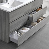 Fresca FCB93-3030HA-D-I Lazzaro 60" Glossy Ash Gray Free Standing Modern Bathroom Cabinet with Integrated Double Sink