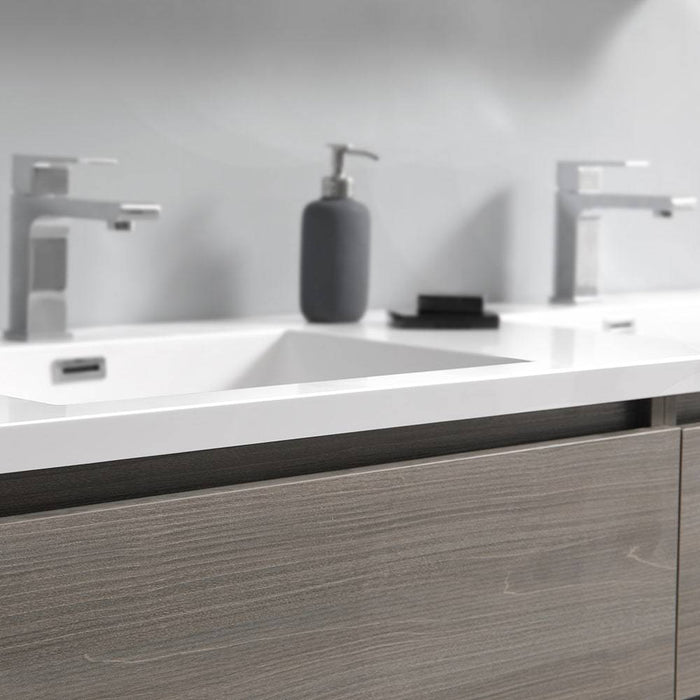 Fresca FCB93-3030MGO-D-I Lazzaro 60" Gray Wood Free Standing Modern Bathroom Cabinet with Integrated Double Sink