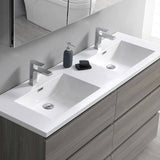 Fresca FCB93-3030MGO-D-I Lazzaro 60" Gray Wood Free Standing Modern Bathroom Cabinet with Integrated Double Sink
