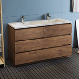 Fresca FCB93-3030RW-D-I Lazzaro 60" Rosewood Free Standing Modern Bathroom Cabinet with Integrated Double Sink