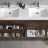 Fresca FCB93-3030RW-D-I Lazzaro 60" Rosewood Free Standing Modern Bathroom Cabinet with Integrated Double Sink