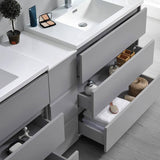 Fresca FCB93-361236GR-D-I Lazzaro 84" Gray Free Standing Double Sink Modern Bathroom Cabinet with Integrated Sinks