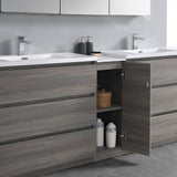 Fresca FCB93-361236MGO-D-I Lazzaro 84" Gray Wood Free Standing Double Sink Modern Bathroom Cabinet with Integrated Sinks