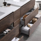 Fresca FCB93-361236RW-D-I Lazzaro 84" Rosewood Free Standing Double Sink Modern Bathroom Cabinet with Integrated Sinks