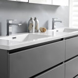 Fresca FCB93-3636GR-D-I Lazzaro 72" Gray Free Standing Modern Bathroom Cabinet with Integrated Double Sink