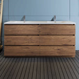 Fresca FCB93-3636RW-D-I Lazzaro 72" Rosewood Free Standing Modern Bathroom Cabinet with Integrated Double Sink