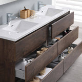 Fresca FCB93-3636RW-D-I Lazzaro 72" Rosewood Free Standing Modern Bathroom Cabinet with Integrated Double Sink