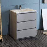 Fresca FCB9330GR-I Lazzaro 30" Gray Free Standing Modern Bathroom Cabinet with Integrated Sink