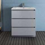 Fresca FCB9330GR-I Lazzaro 30" Gray Free Standing Modern Bathroom Cabinet with Integrated Sink