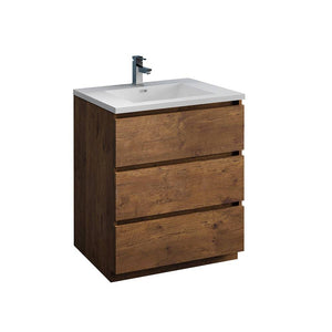 Fresca FCB9330RW-I Lazzaro 30" Rosewood Free Standing Modern Bathroom Cabinet with Integrated Sink