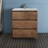 Fresca FCB9330RW-I Lazzaro 30" Rosewood Free Standing Modern Bathroom Cabinet with Integrated Sink