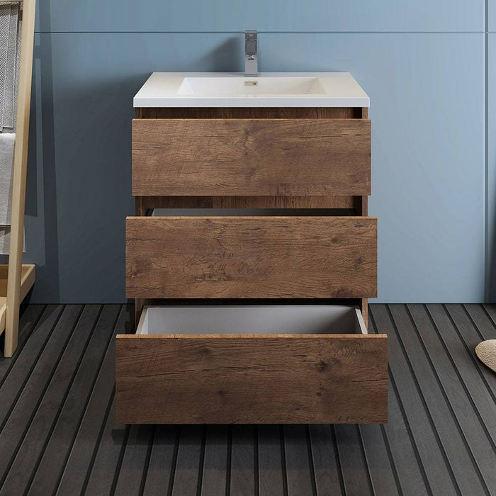 Fresca FCB9330RW-I Lazzaro 30" Rosewood Free Standing Modern Bathroom Cabinet with Integrated Sink