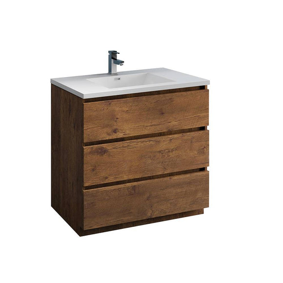 Fresca FCB9336RW-I Lazzaro 36" Rosewood Free Standing Modern Bathroom Cabinet with Integrated Sink