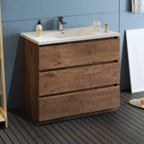 Fresca FCB9342RW-I Lazzaro 42" Rosewood Free Standing Modern Bathroom Cabinet with Integrated Sink