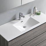 Fresca FCB9348HA-I Lazzaro 48" Glossy Ash Gray Free Standing Modern Bathroom Cabinet with Integrated Sink