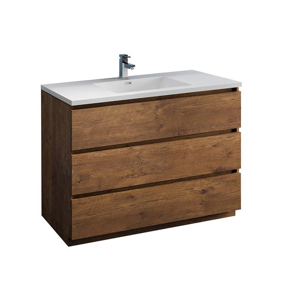 Fresca FCB9348RW-I Lazzaro 48" Rosewood Free Standing Modern Bathroom Cabinet with Integrated Sink