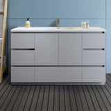Fresca FCB9360GR-S-I Lazzaro 60" Gray Free Standing Modern Bathroom Cabinet with Integrated Single Sink