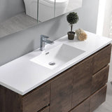 Fresca FCB9360RW-S-I Lazzaro 60" Rosewood Free Standing Modern Bathroom Cabinet with Integrated Single Sink