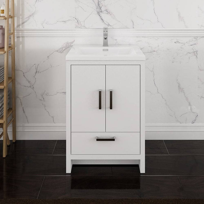 Fresca FCB9424WH-I Imperia 24" Glossy White Free Standing Modern Bathroom Cabinet with Integrated Sink