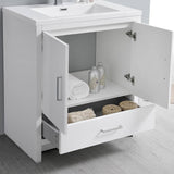 Fresca FCB9430WH-I Imperia 30" Glossy White Free Standing Modern Bathroom Cabinet with Integrated Sink