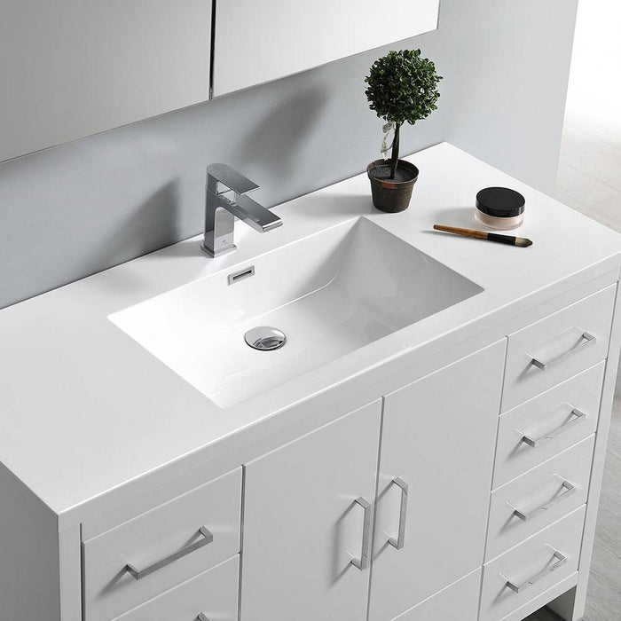 Fresca FCB9448WH-I Imperia 48" Glossy White Free Standing Modern Bathroom Cabinet with Integrated Sink