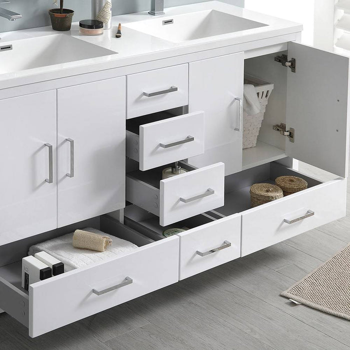 Fresca FCB9460WH-D-I Imperia 60" Glossy White Free Standing Modern Bathroom Cabinet with Integrated Double Sink