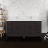Fresca FCB9472DGO-I Imperia 72" Dark Gray Oak Free Standing Double Sink Modern Bathroom Cabinet with Integrated Sink