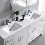 Fresca FCB9472WH-I Imperia 72" Glossy White Free Standing Double Sink Modern Bathroom Cabinet with Integrated Sink