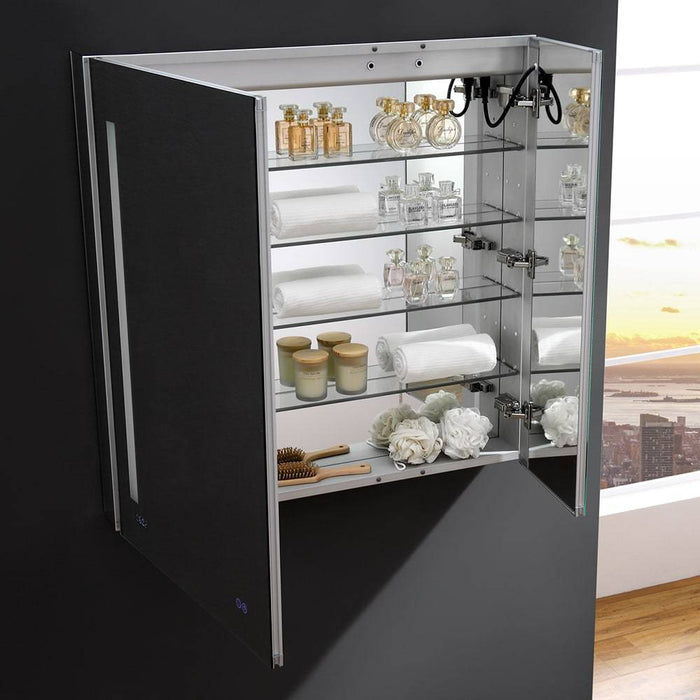 Fresca FMC013636 Tiempo 36" Wide x 36" Tall Bathroom Medicine Cabinet with LED Lighting
