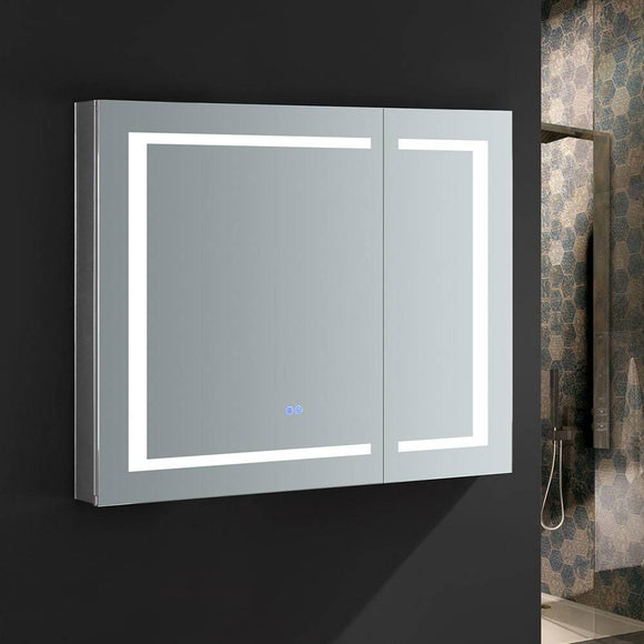 Fresca FMC023630 Spazio 36" Wide x 30" Tall Bathroom Medicine Cabinet with LED Lighting & Defogger