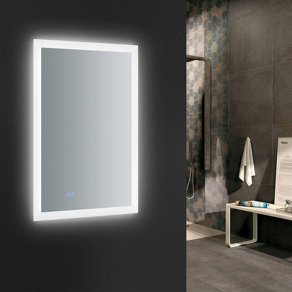 Fresca FMR012436 Angelo 24" Wide x 36" Tall Bathroom Mirror with Halo Style LED Lighting and Defogger