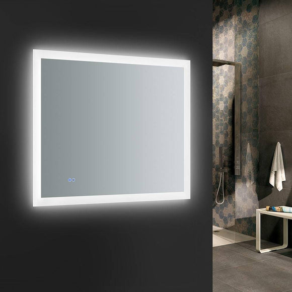Fresca FMR013630 Angelo 36" Wide x 30" Tall Bathroom Mirror with Halo Style LED Lighting and Defogger